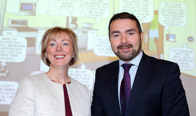 Minister of State, Regina Dogerty TD and Mark Kellett, CEO of Magnet at October's Cybercrime Awareness Day. Image: Maxwells