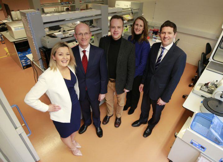 From left: Dawn Walsh, Kernel Capital; Des O’Leary, CEO, OncoMark; Prof William Gallagher, co-founder, OncoMark; Deirdre Glenn, Enterprise Ireland; Kevin Healy, Bank of Ireland. Image: Nick Bradshaw/Fotonic
