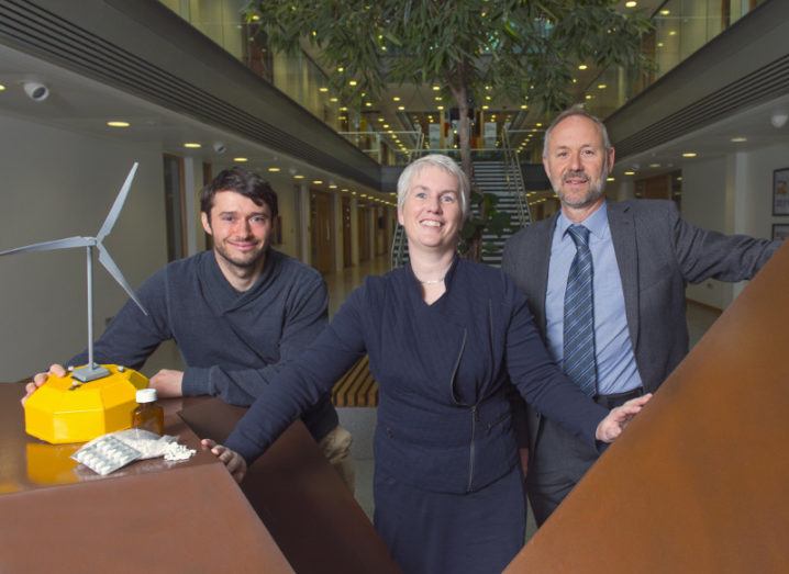 From left: Dr Gerry Sutton, of the MaREI research centre; Dr Anne Moore, UCC School of Pharmacy; Dr Michael O'Connor, MaREI Research Centre. All three are participants in Sprint II. Image: Michael Mac Sweeney/Provision