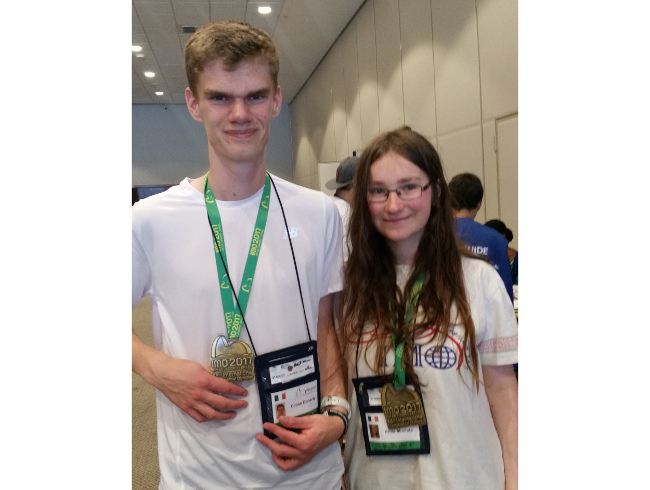 The two Irish bronze medallists at the IMO 2017, Cillian Doherty and Anna Mustata.