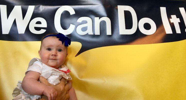 Six-month-old Rosie Brown visits the Rosie the Riveter Museum in Richmond, California. Image: Dr Anita Sands