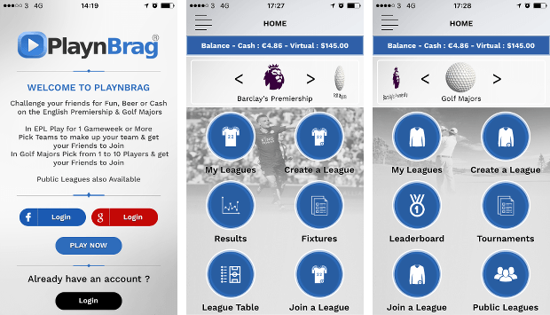 Screens from the Playnbrag app