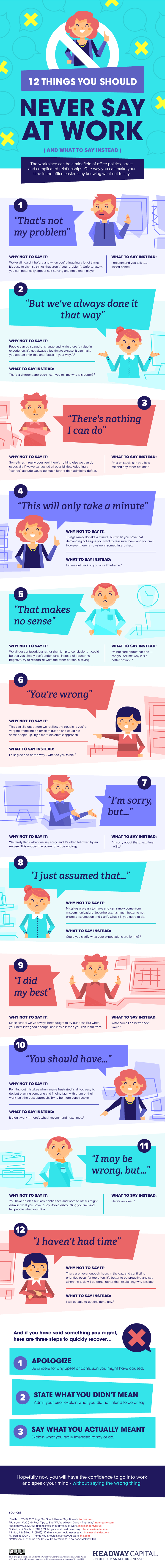 Things not to say in the office