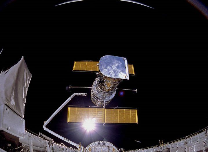 The Hubble Space telescope being deployed on 25 April 1990