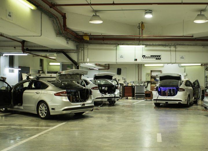 Garage with Intel Mobileye autonomous cars