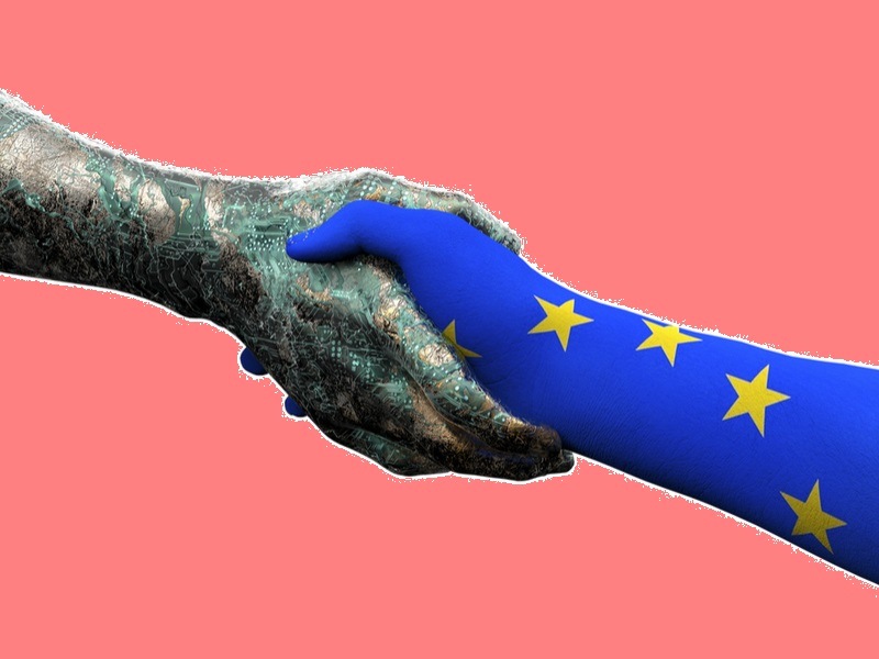 EU hand shaking robot hand