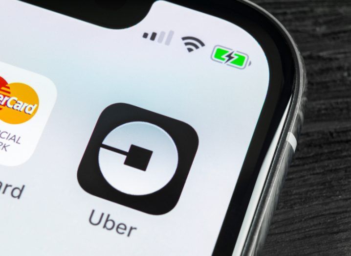 Uber logo on mobile phone