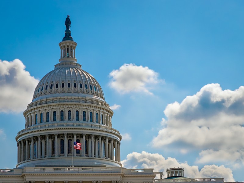 US Capitol building blue sky