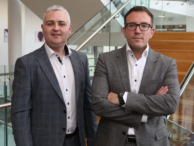 From left: AuriGen Medical founders, Tony O’Halloran, chief technology officer, and John Thompson, chief executive officer, at their office in NUI Galway.