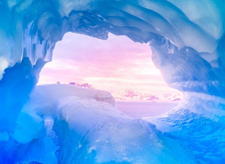 Frozen cave in Antarctica