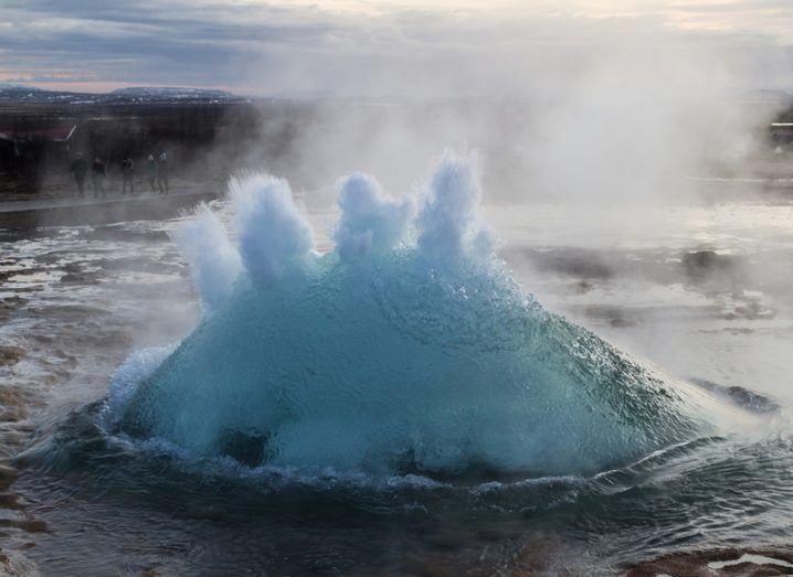 Volcanic gas bubble bursting in water