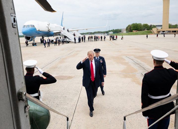 Donald Trump entering Air Force One