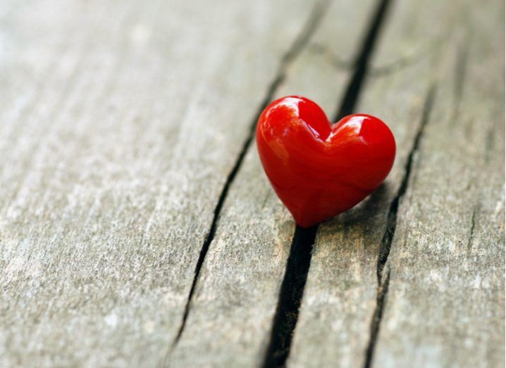 Heart on wooden board