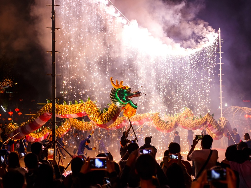 2018 Chinese New Year dragon dance. Image: Pran Thira/Shutterstock