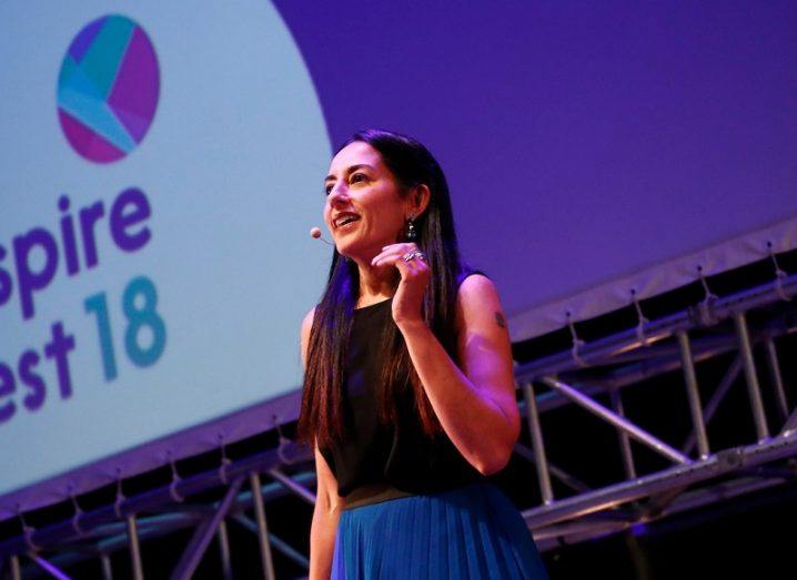 Deepa Mann-Kler speaking on stage at Inspirefest 2018