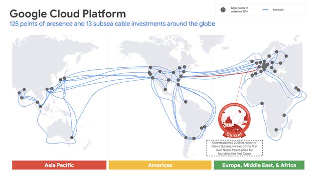 World map showing Google's existing subsea investments. Image: Google Cloud