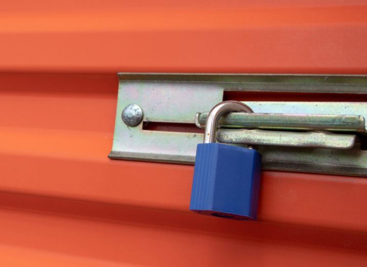 blue lock on orange storage unit