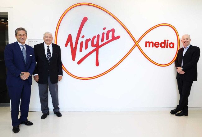 From left: Liberty Global CEO Mike Fries; Liberty Global chairman John Malone; and Virgin Media Ireland CEO Tony Hanway. Image: Julien Behal