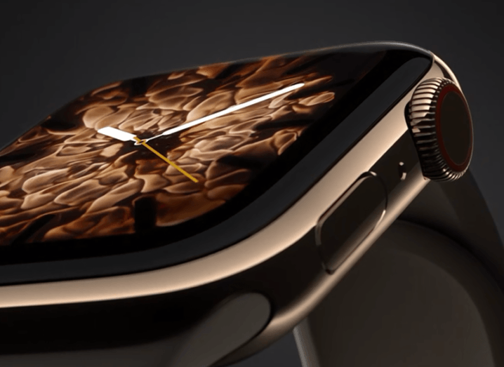Close up of new golden Apple Watch Series 4.