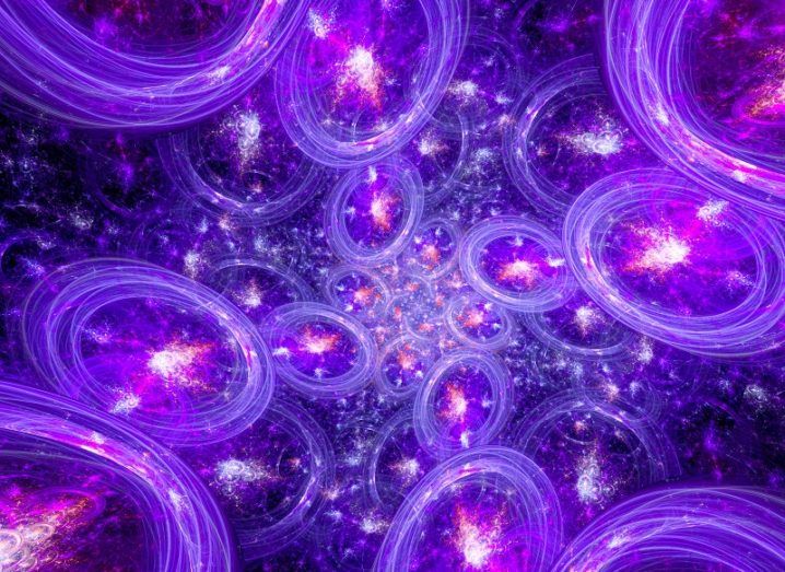 Multiple purple bubbles representing different future possibilities.