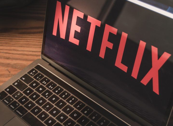 Photograph of Netflix logo on computer screen.