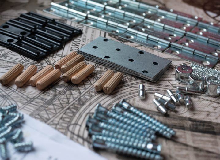 View of screws and tools to assemble a flatpack.