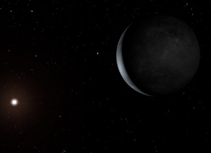 Shadowed exoplanet and a distant star.