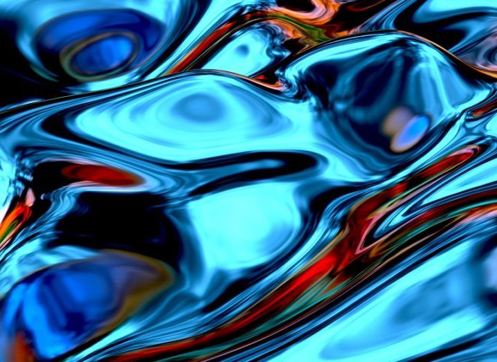 Abstract image of liquid metal coloured blue.