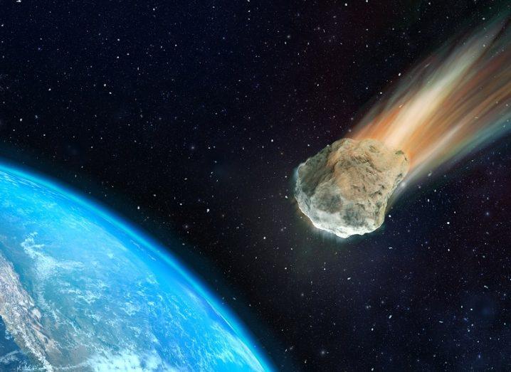 Illustration of an asteroid about to hit Earth.