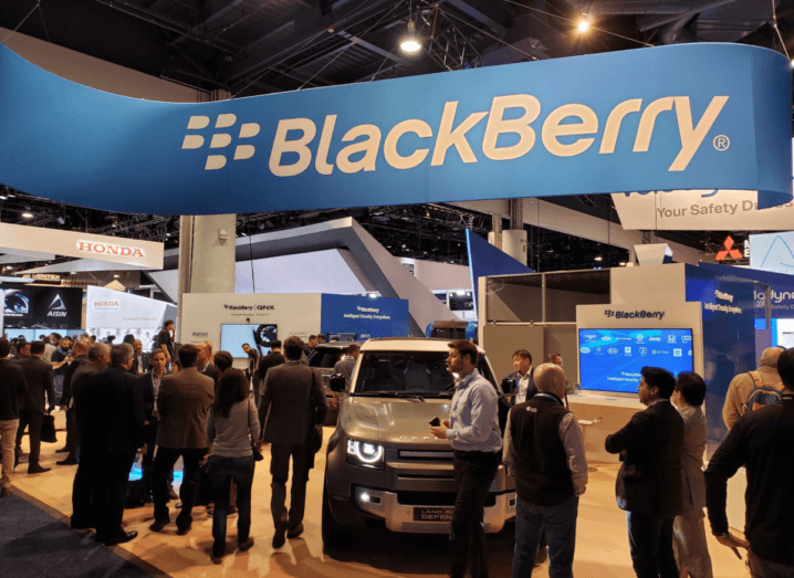 BlackBerry's exhibition at CES, where the company is displaying technology related to autonomous vehicles.