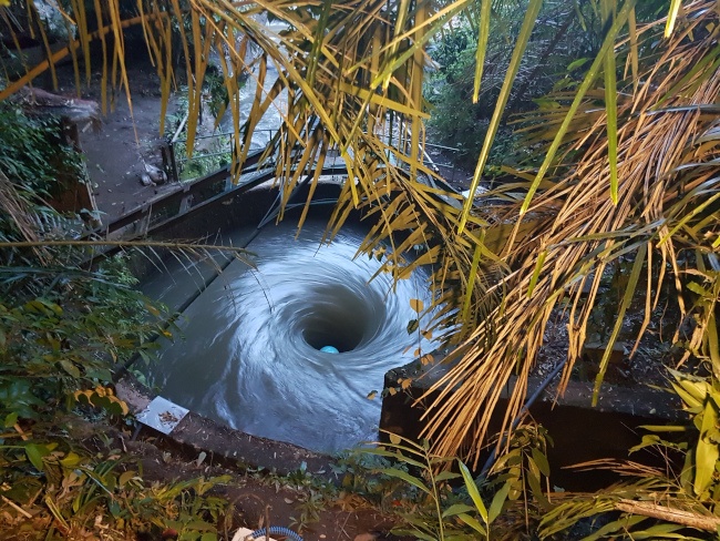 A water vortex in Bali, Indonesia.