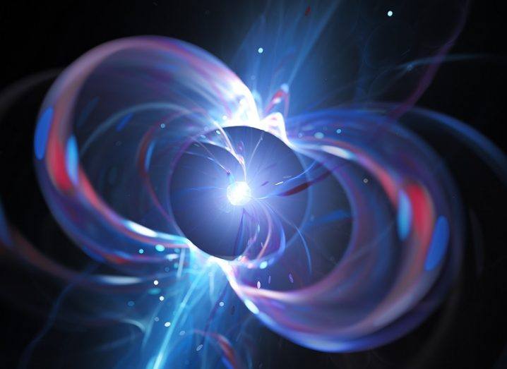 Abstract image of a neutron star emitting powerful fast radio bursts.
