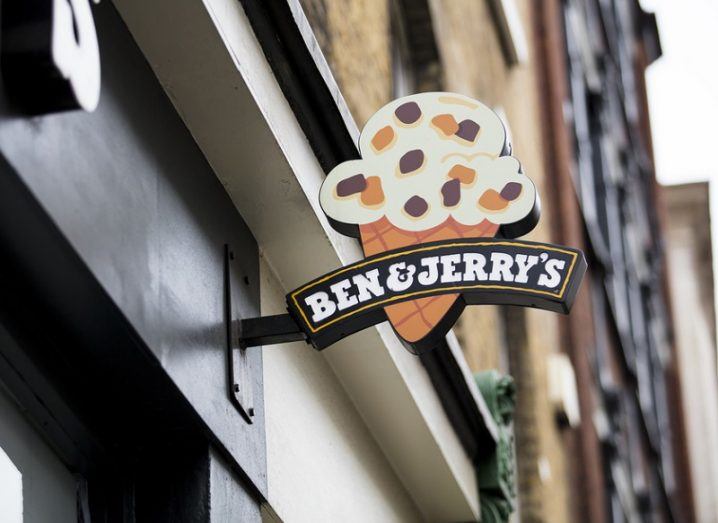 A Ben & Jerry's shop sign.
