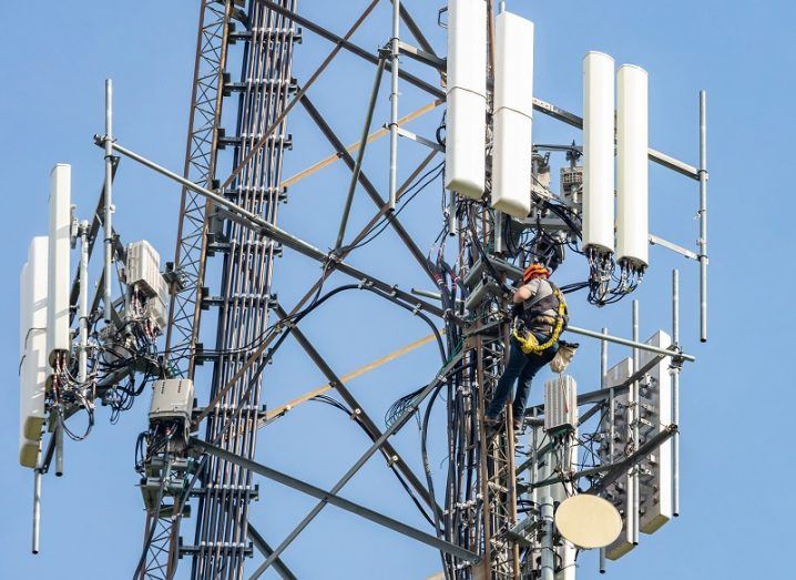 5G antennas on a large tower.