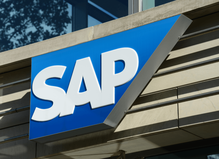 The SAP logo on an office building.