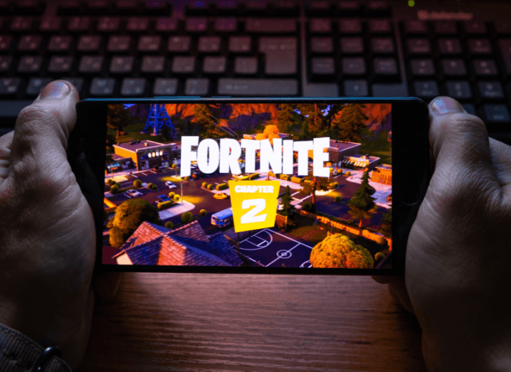 The Fortnite app displayed on a smartphone screen.