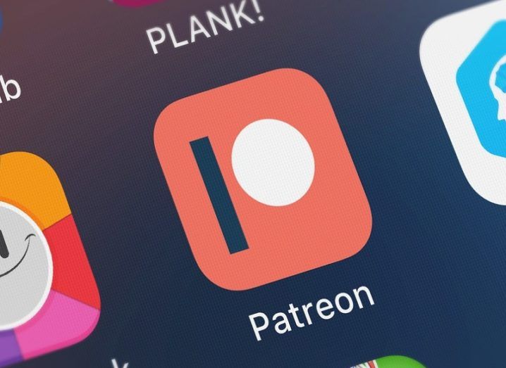 The Patreon app logo on a phone screen.