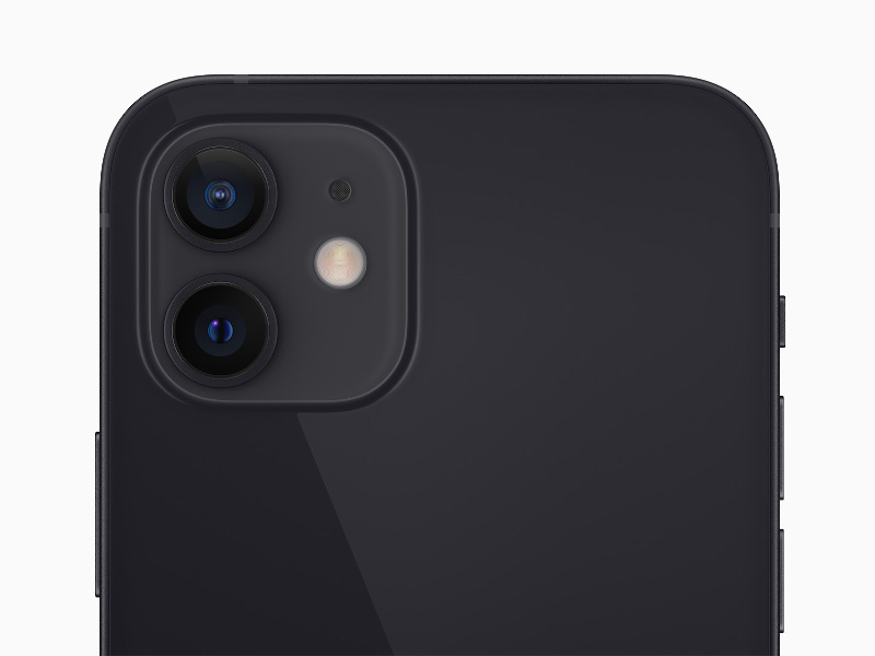 The back of a new iPhone 12 showing its dual-camera system.