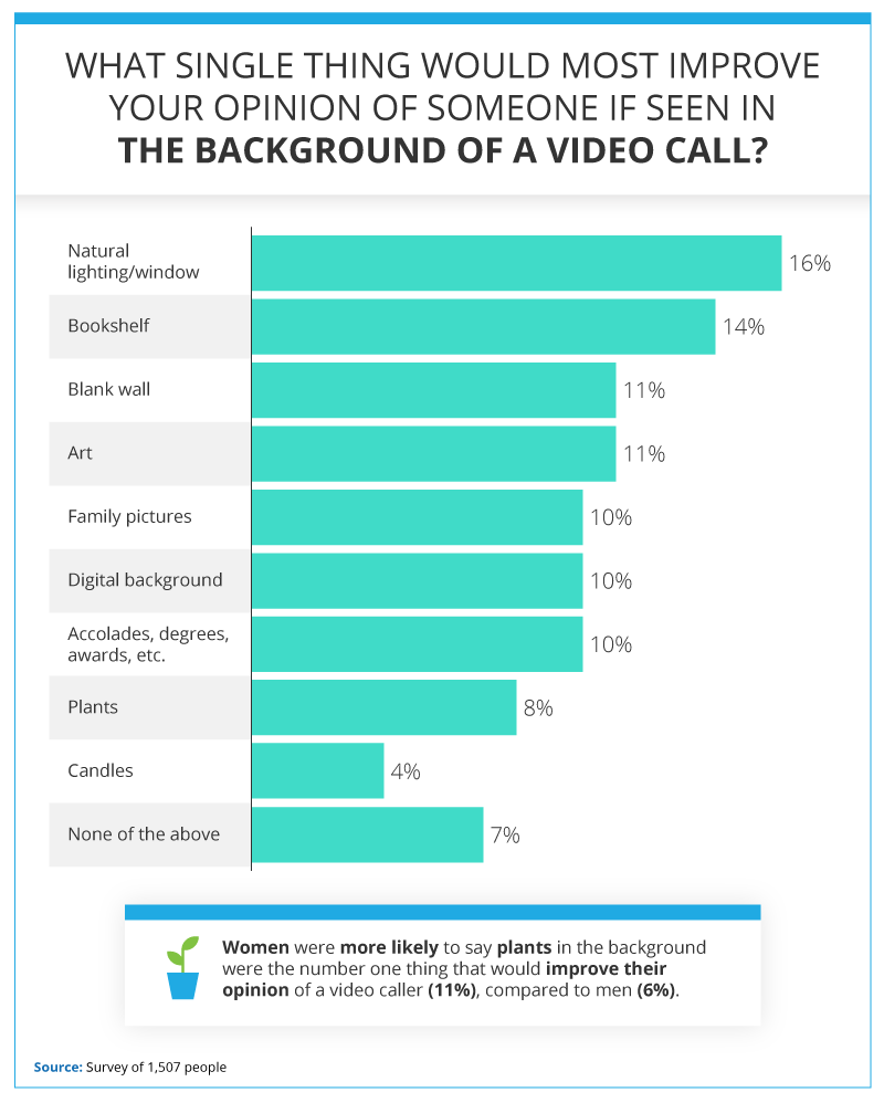 An infographic showing the results of a survey on the best Zoom background.