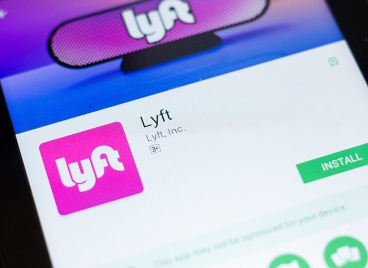 A smartphone screen is showing the Lyft app.