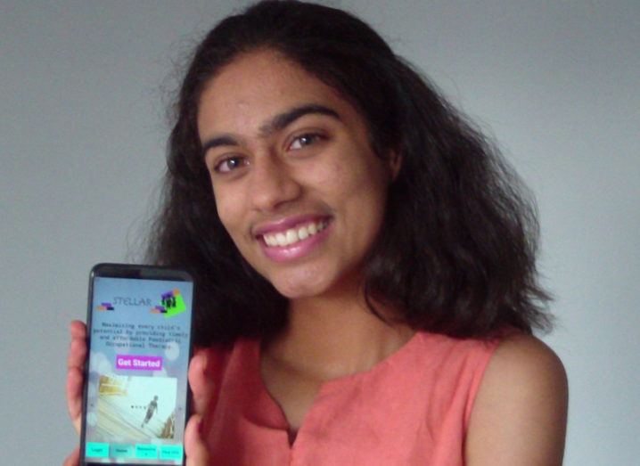 Saanvi Kaushik pictured with her app, Stellar.