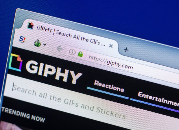 A web browser window open on the Giphy website.