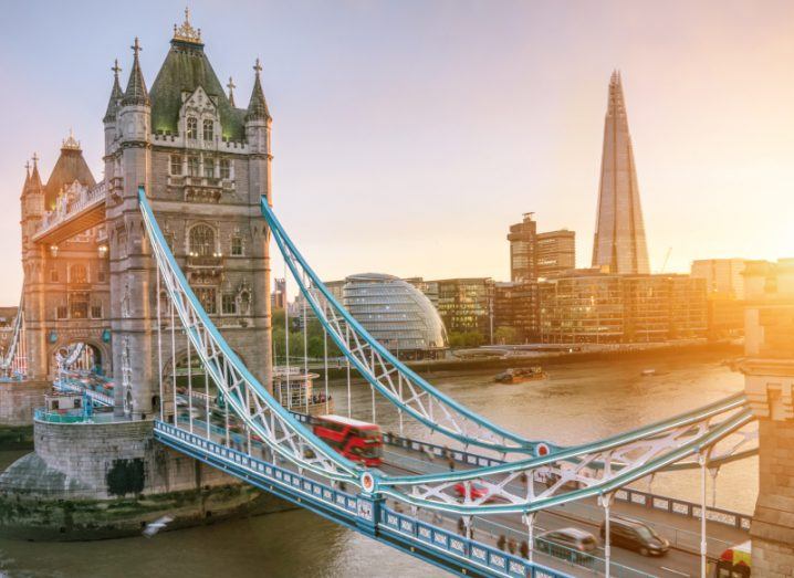 View of London city at sunrise.