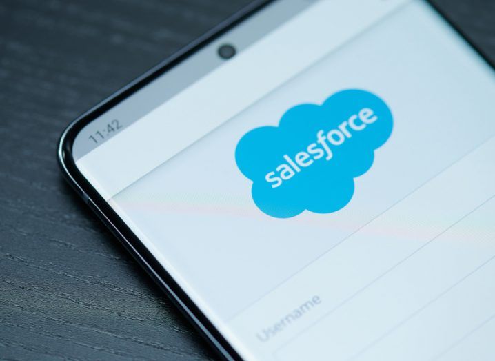 Salesforce logo displayed on smartphone screen.