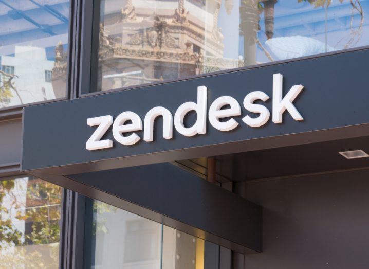 Close-up of the exterior of Zendesk corporate headquarters bearing the company name.