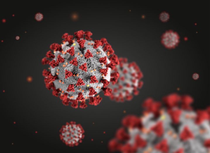 A graphic image showing the molecular structure of the coronavirus.