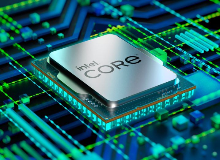 Image of Intel's 12th generation Core processor with "Intel Core" written on its metallic surface.