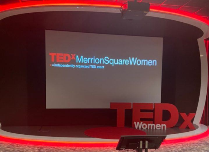 The stage set for the TEDxMerrionSquareWomen event for Nollaig na mBan.