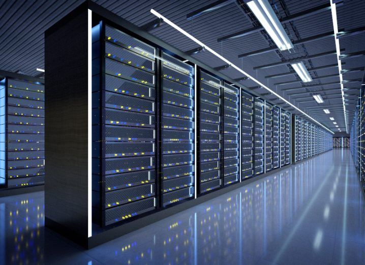 A large server room inside a data centre.