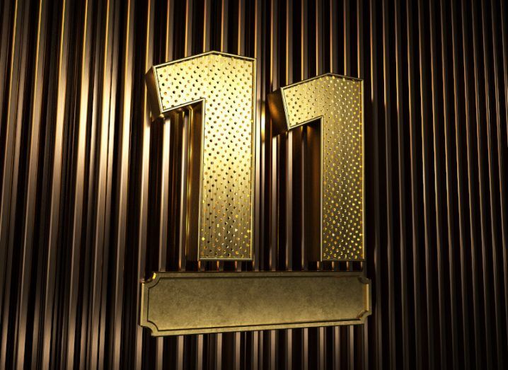 The number 11 in gold.